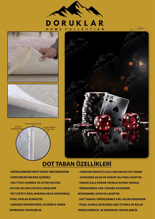 Kaymaz Taban Yıkanabilir Dijital Baskı Dekoratif Modern Desenli Dot Taban Halı CAS03