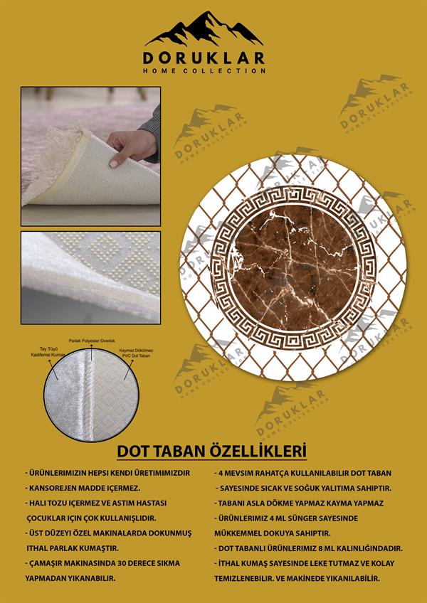 Kaymaz Taban Yıkanabilir Dijital Baskı Dekoratif Modern Desenli Yuvarlak Dot Taban Halı