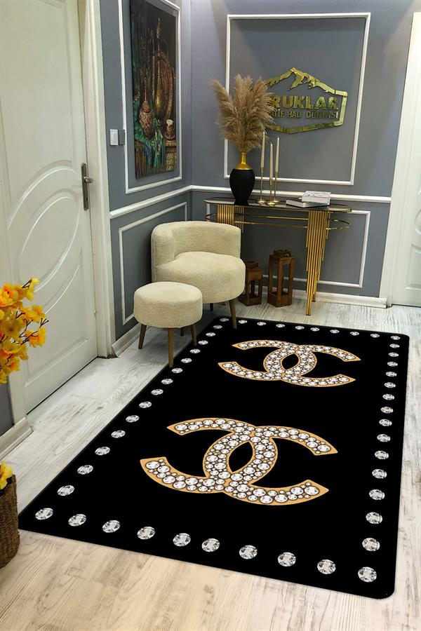 Kaymaz Taban Yıkanabilir Dijital Baskı Dekoratif Modern Desenli Lux Serisi Dot Taban Halı L09