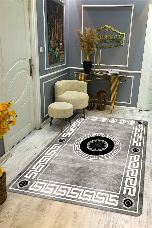 Kaymaz Taban Yıkanabilir Dijital Baskı Dekoratif Modern Desenli Dot Taban Halı Nova Serisi NV92