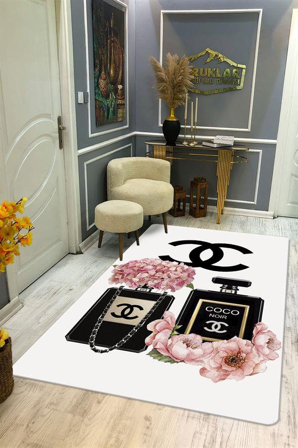 Kaymaz Taban Yıkanabilir Dijital Baskı Dekoratif Modern Desenli Lux Serisi Dot Taban Halı L05