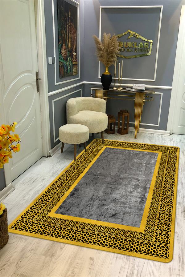 Kaymaz Taban Yıkanabilir Dijital Baskı Dekoratif Modern Desenli Dot Taban Halı Nova Serisi NV122