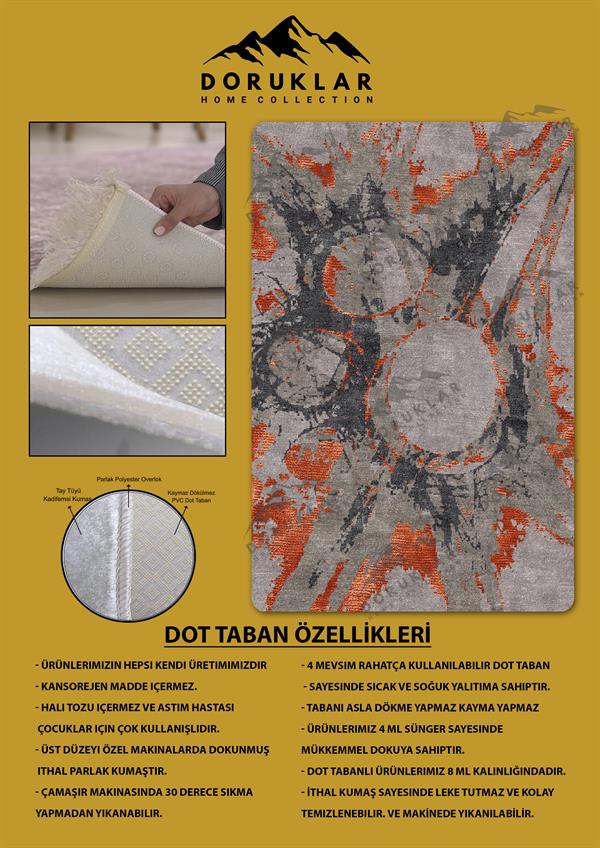 Kaymaz Taban Yıkanabilir Dijital Baskı Dekoratif Modern Desenli NesV2 Serisi Dot Taban Halı N2S07