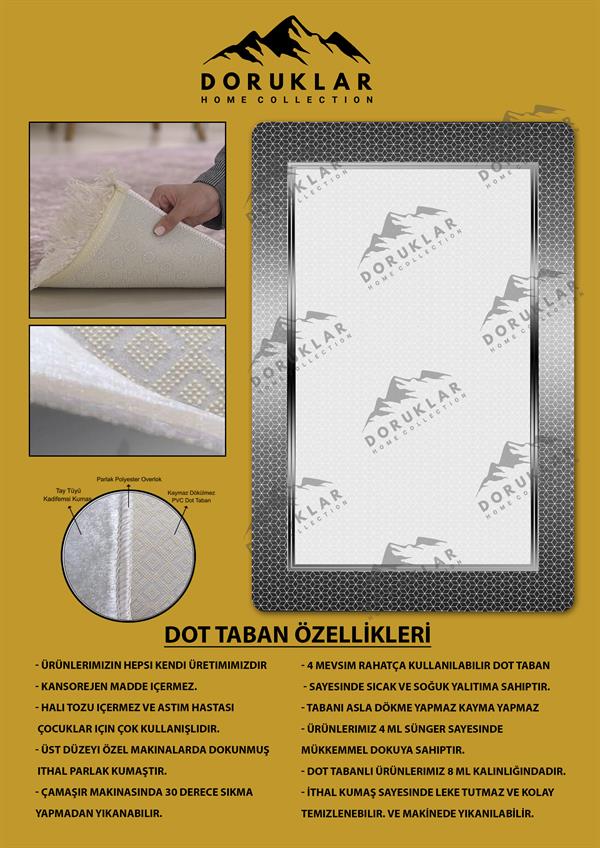 Kaymaz Taban Yıkanabilir Dijital Baskı Dekoratif Modern Desenli Dot Taban Halı Nova Serisi NV02