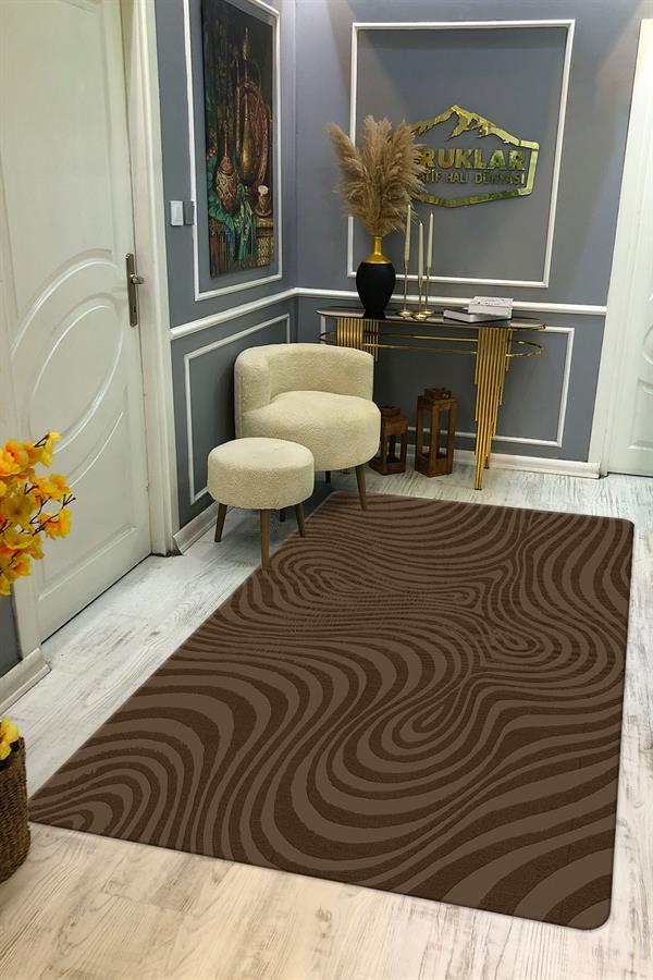 Kaymaz Taban Yıkanabilir Dijital Baskı Dekoratif Modern Desenli Retro Serisi Dot Taban Halı RTR06