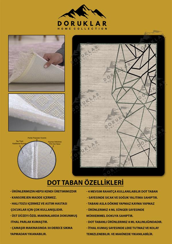 Kaymaz Taban Yıkanabilir Dijital Baskı Dekoratif Modern Desenli Dot Taban Halı Nova Serisi NV74