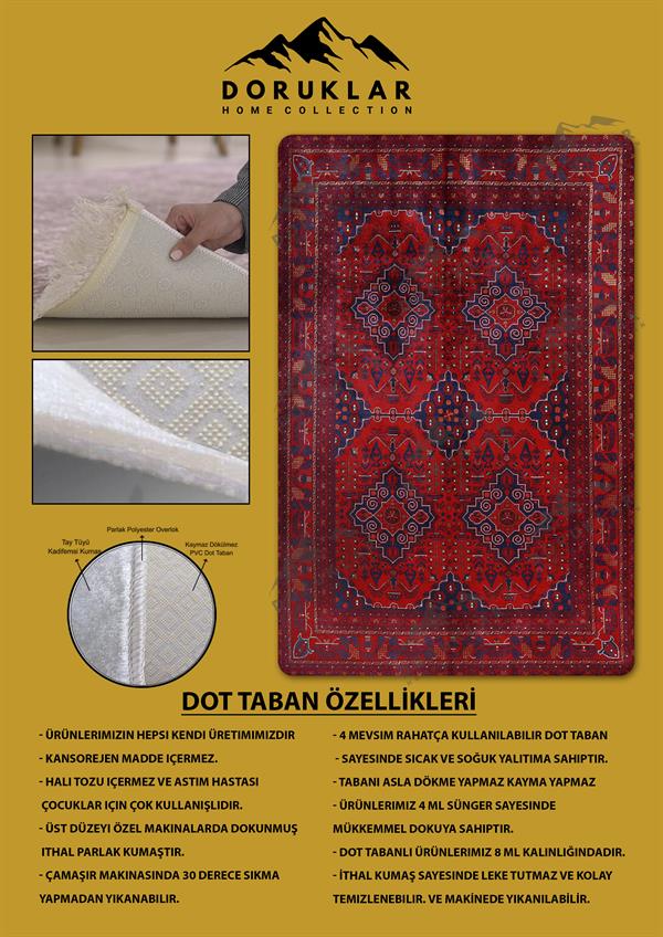 Kaymaz Taban Yıkanabilir Dijital Baskı Dekoratif Modern Desenli Dot Taban Halı Nova Serisi NV08