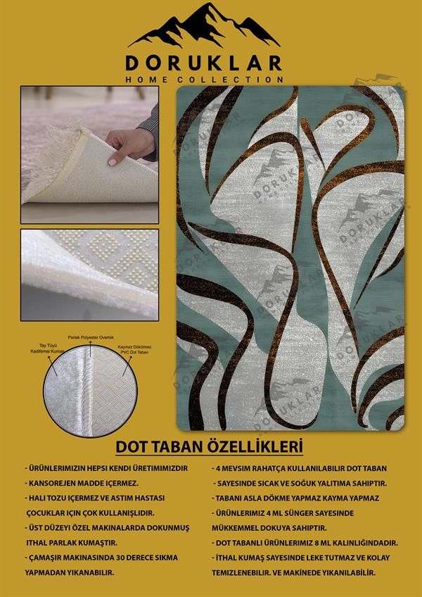 Kaymaz Taban Yıkanabilir Dijital Baskı Dekoratif Modern Desenli Marry Serisi Dot Taban Halı MRY05