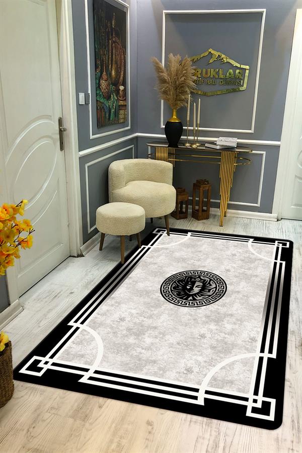 Kaymaz Taban Yıkanabilir Dijital Baskı Dekoratif Modern Desenli Apollo Serisi Dot Taban Halı AP18