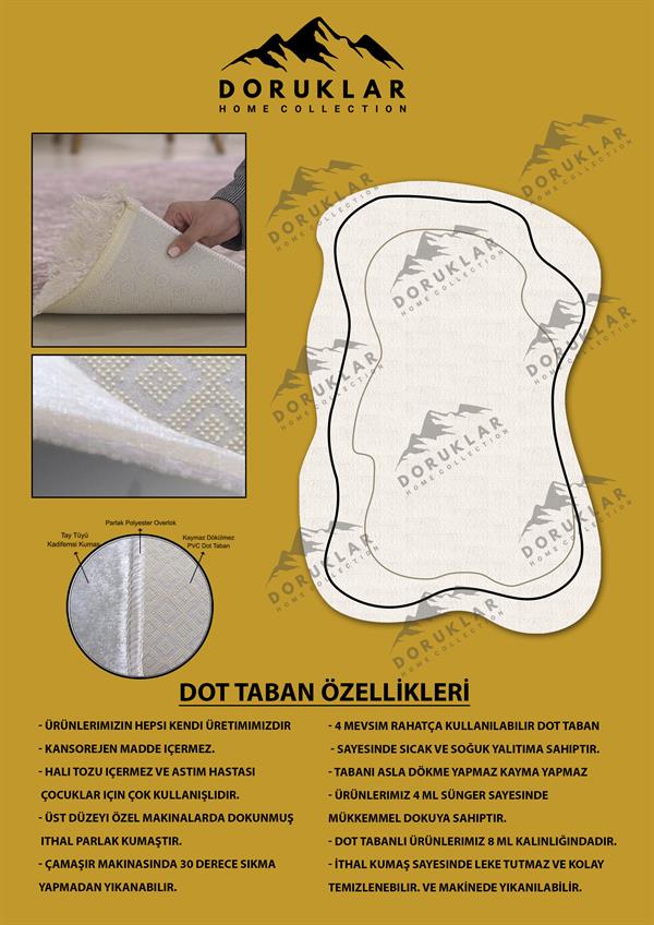 Kaymaz Taban Yıkanabilir Dijital Baskı Soyut Desenli Dot Taban Halı