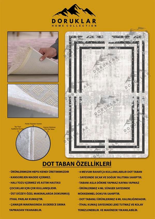 Kaymaz Taban Yıkanabilir Dijital Baskı Eskitme Desenli Salon Halısı