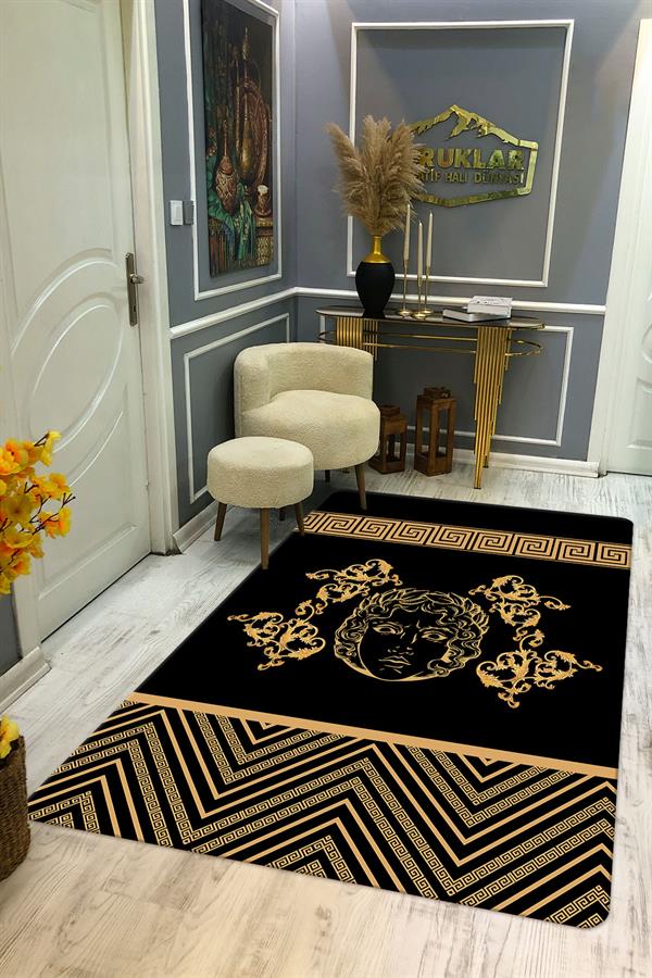 Kaymaz Taban Yıkanabilir Dijital Baskı Dekoratif Modern Desenli Apollo Serisi Dot Taban Halı AP07