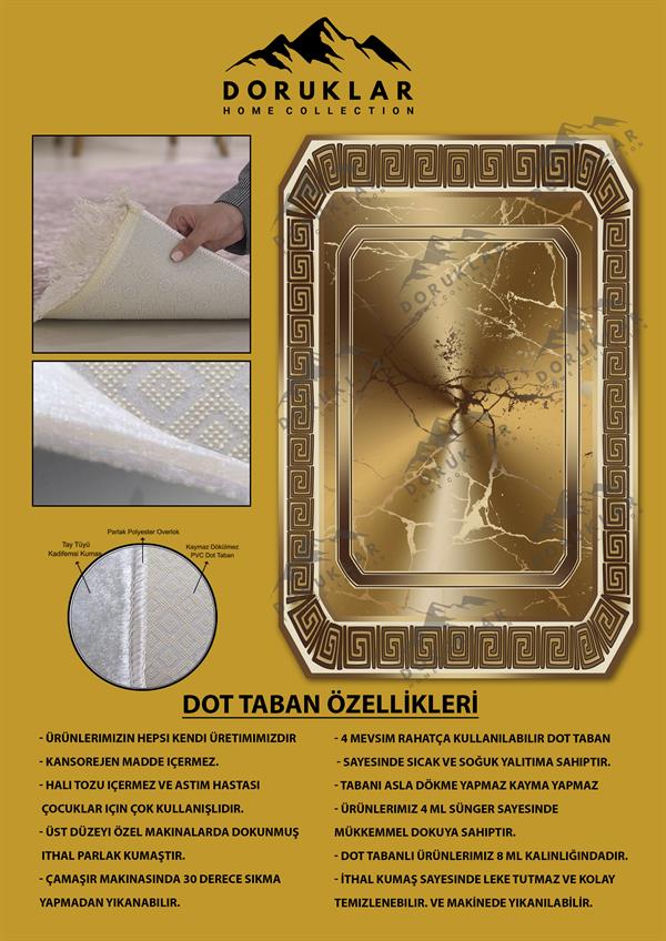 Kaymaz Taban Yıkanabilir Dijital Baskı Dekoratif Modern Desenli Elegance Serisi Lazer Kesim Dot Taban Halı ELG74