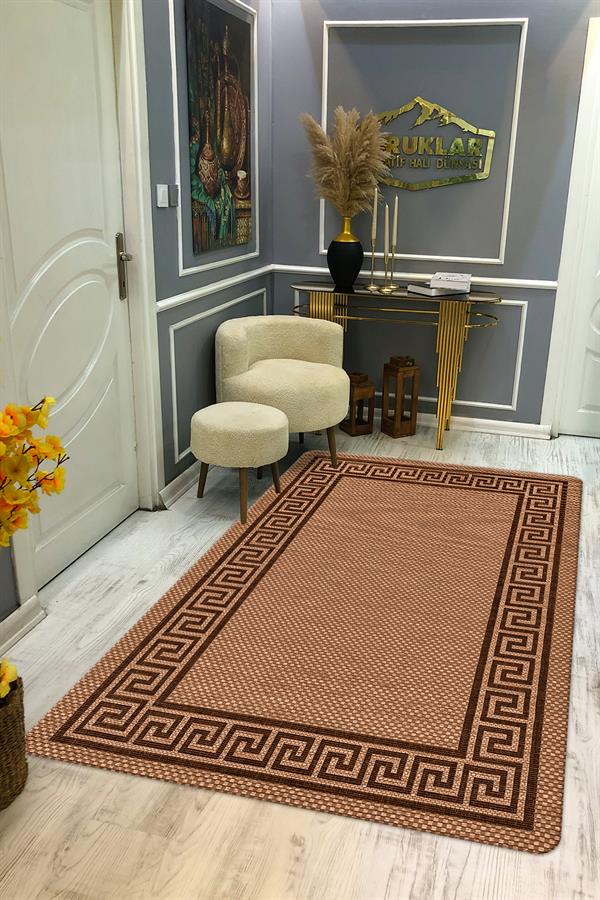 Kaymaz Taban Yıkanabilir Dijital Baskı Dekoratif Modern Desenli Dot Taban Halı Nova Serisi NV44