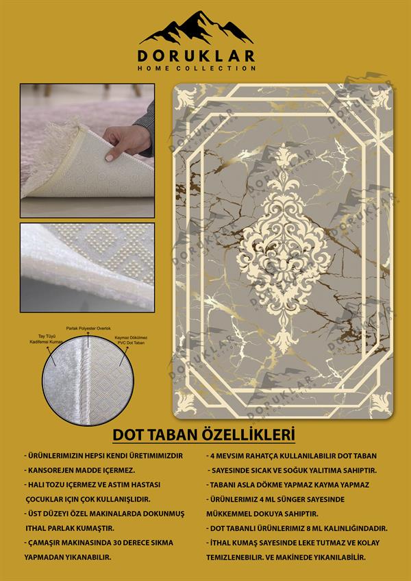 Kaymaz Taban Yıkanabilir Dijital Baskı Dekoratif Modern Desenli Dot Taban Halı Nova Serisi NV57