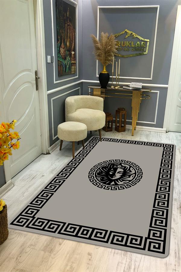 Kaymaz Taban Yıkanabilir Dijital Baskı Dekoratif Modern Desenli Apollo Serisi Dot Taban Halı AP10