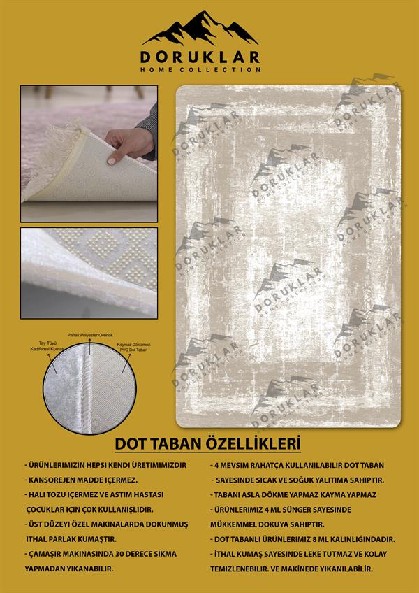 Kaymaz Taban Yıkanabilir Dijital Baskı Dekoratif Modern Desenli Dot Taban Halı Nova Serisi NV18