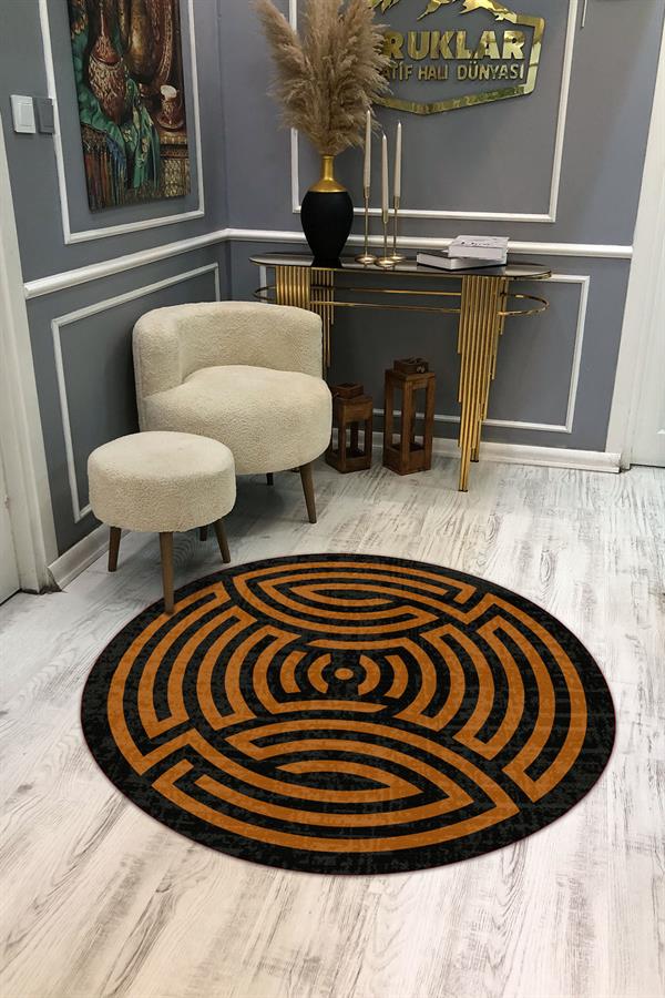 Kaymaz Taban Yıkanabilir Dijital Baskı Dekoratif Modern Desenli Maze Serisi Dot Taban Halı MZ03