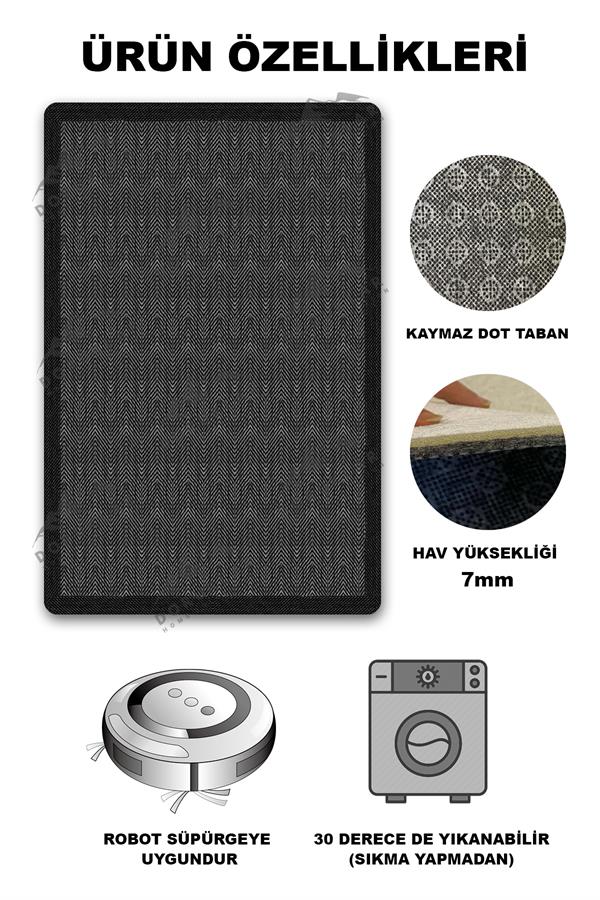 Kaymaz Taban Yıkanabilir Dijital Baskı Dekoratif Modern Desenli Dot Taban Halı Zen Serisi ZEN01