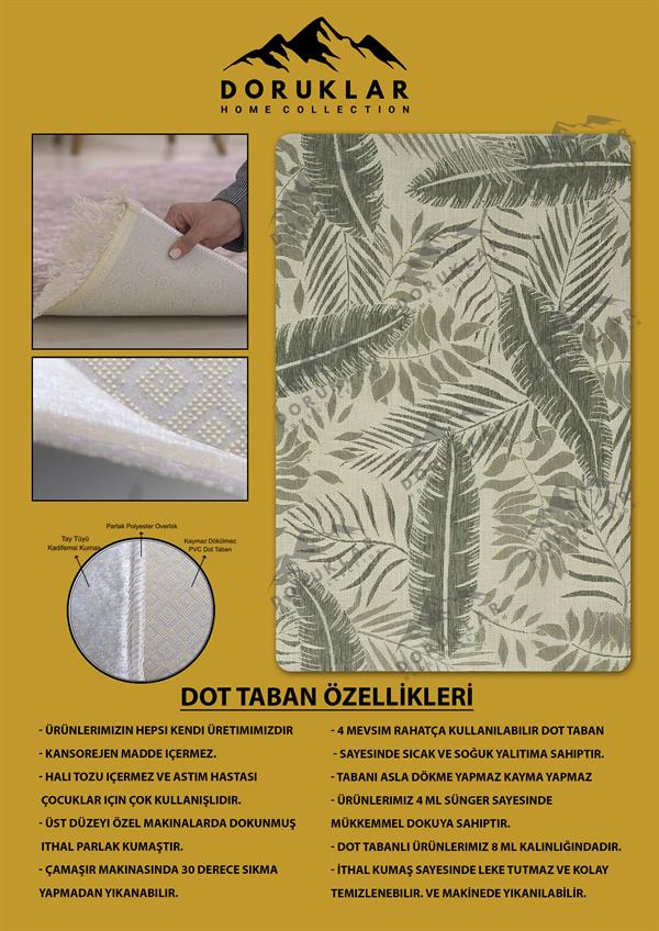 Kaymaz Taban Yıkanabilir Dijital Baskı Dekoratif Modern Desenli Dora Serisi Dot Taban Halı DR05