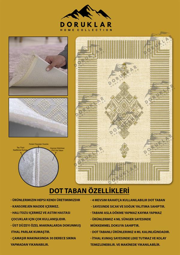 Kaymaz Taban Yıkanabilir Dijital Baskı Dekoratif Modern Desenli Dot Taban Halı Nova Serisi NV48