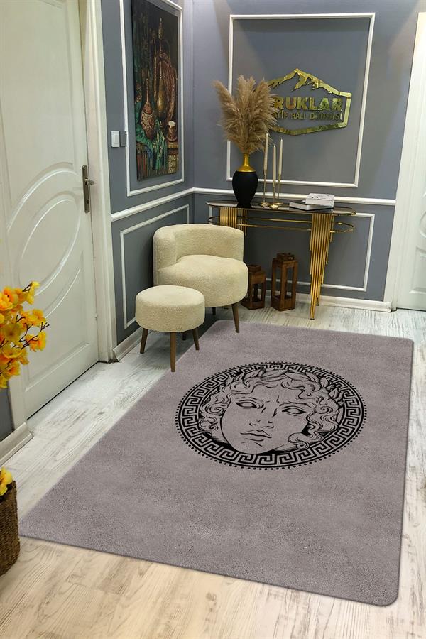 Kaymaz Taban Yıkanabilir Dijital Baskı Dekoratif Modern Desenli Apollo Serisi Dot Taban Halı AP08