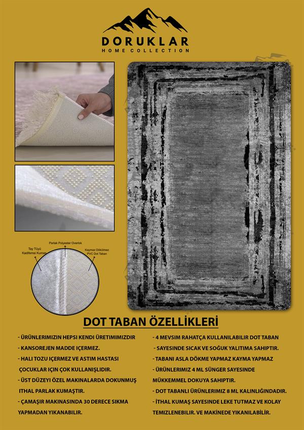 Kaymaz Taban Yıkanabilir Dijital Baskı Dekoratif Modern Desenli Dot Taban Halı Nova Serisi NV17