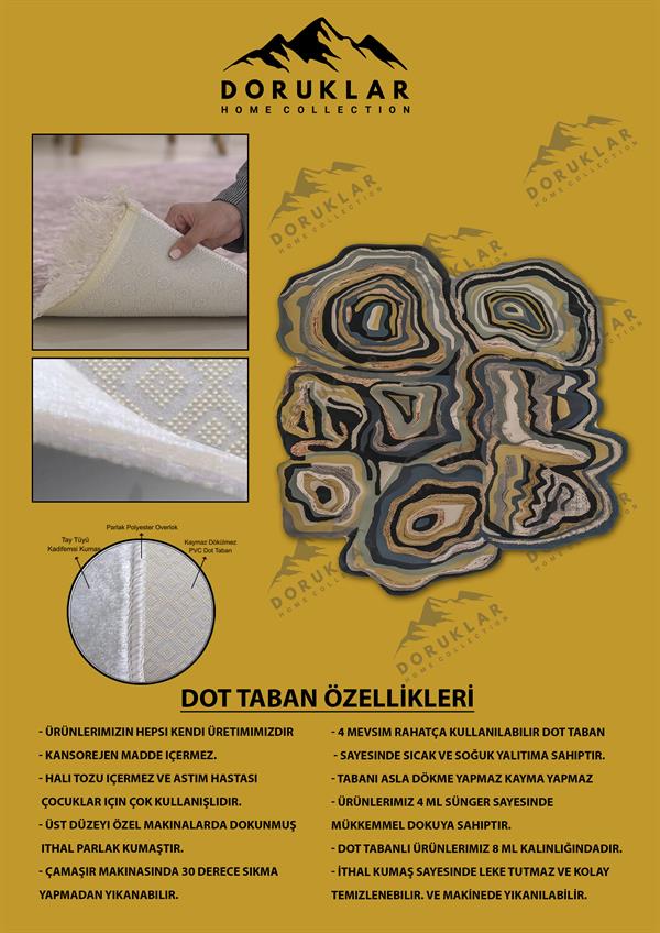 Kaymaz Taban Yıkanabilir Dijital Baskı Dekoratif Modern Desenli Lux Serisi Dot Taban Halı L14