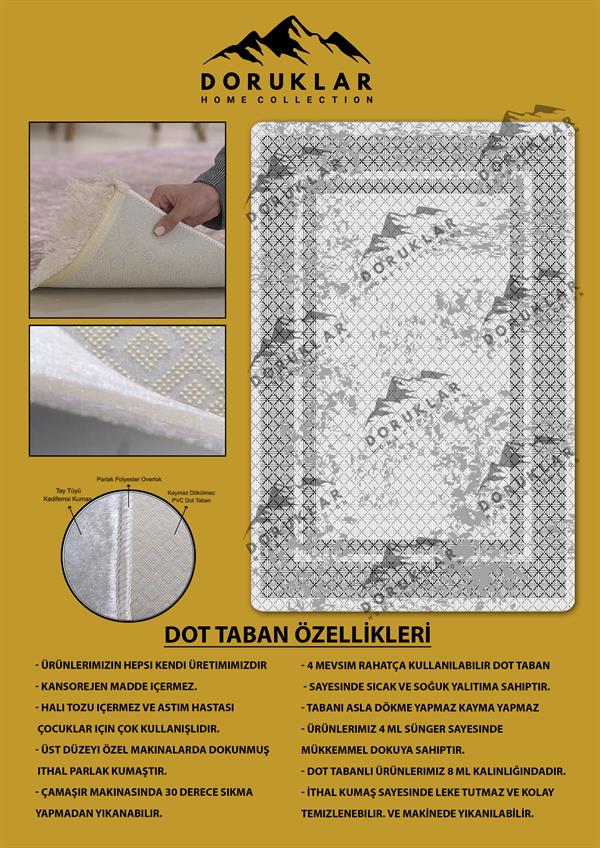 Kaymaz Taban Yıkanabilir Dijital Baskı Örüntü Desenli Halı