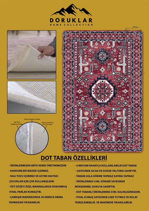 Kaymaz Taban Yıkanabilir Dijital Baskı Dekoratif Modern Desenli Dot Taban Halı Nova Serisi NV07