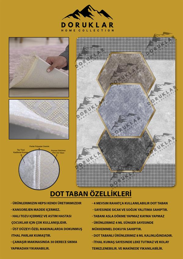 Kaymaz Taban Yıkanabilir Dijital Baskı Altıgen Desenli Halı