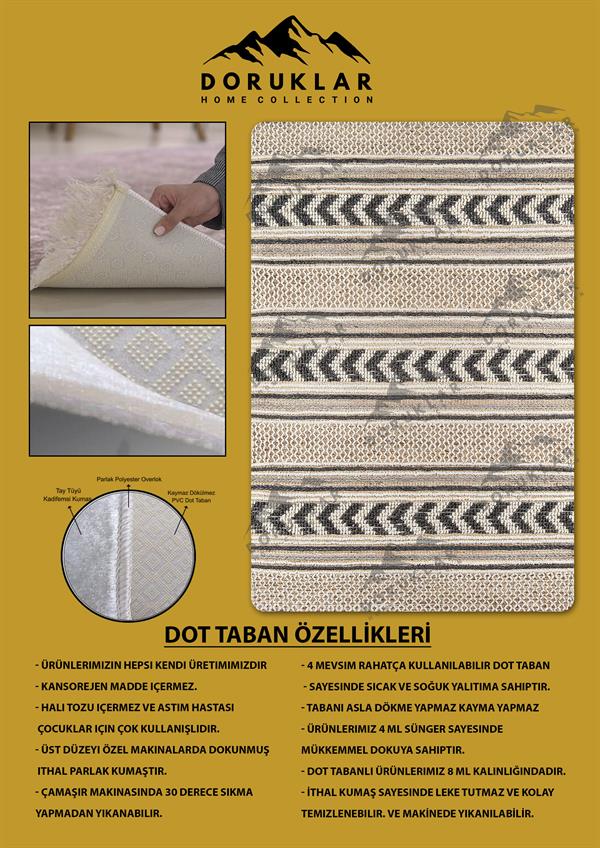 Kaymaz Taban Yıkanabilir Dijital Baskı Dekoratif Modern Desenli Alfa Serisi Dot Taban Halı ALF09