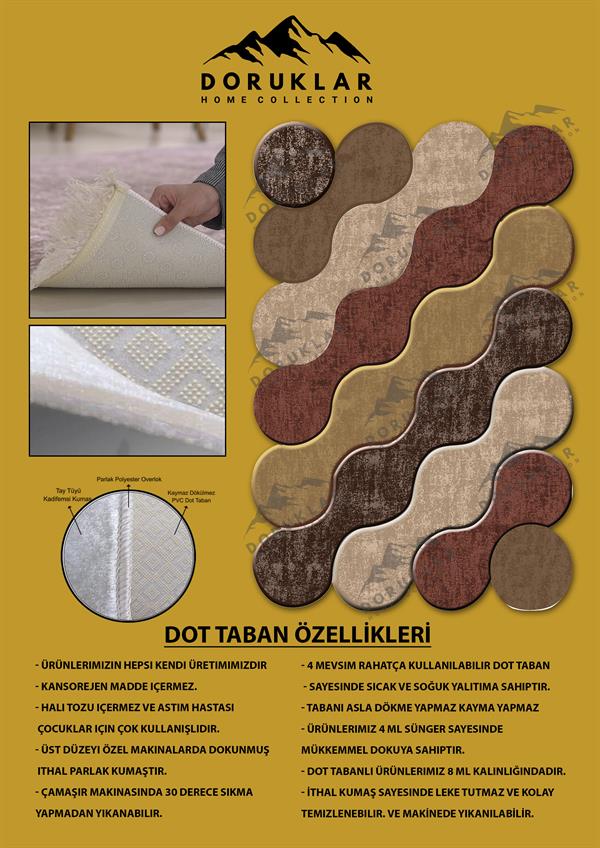 Kaymaz Taban Yıkanabilir Dijital Baskı Dekoratif Modern Desenli Elegance Serisi Lazer Kesim Dot Taban Halı ELG36