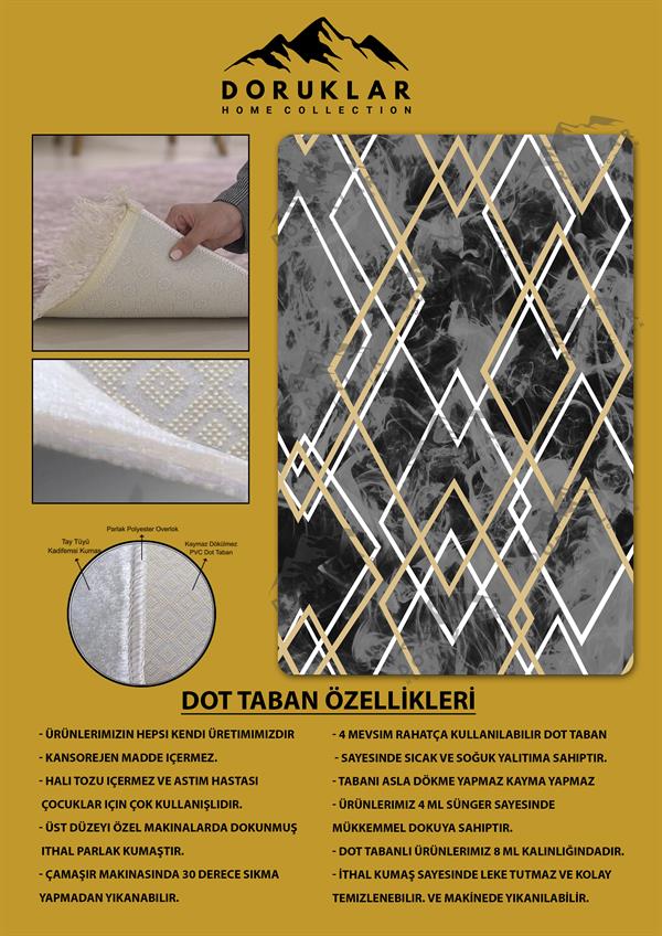 Kaymaz Taban Yıkanabilir Dijital Baskı Dekoratif Modern Desenli Dot Taban Halı Nova Serisi NV52