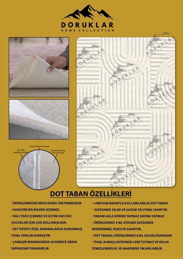 Kaymaz Taban Yıkanabilir Dijital Baskı Dekoratif Modern Desenli Dot Taban Halı MDH300