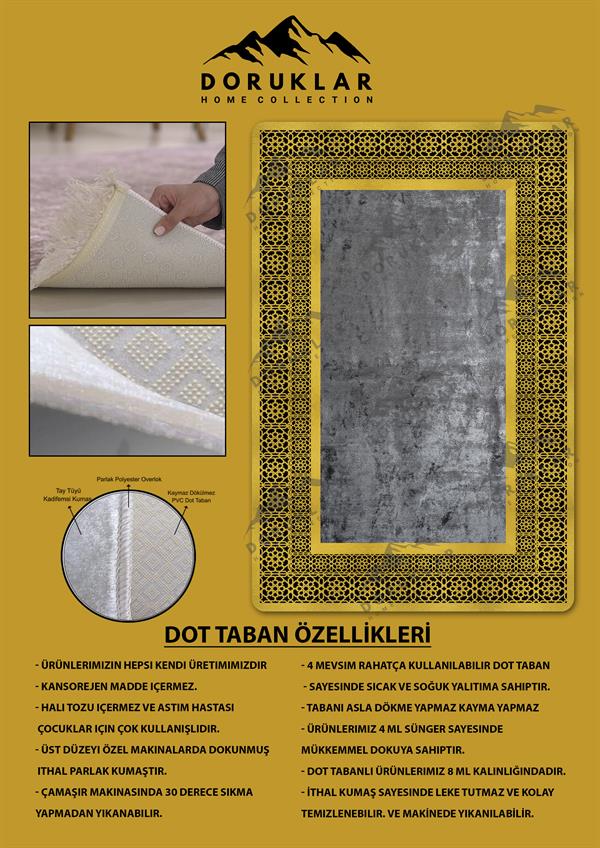 Kaymaz Taban Yıkanabilir Dijital Baskı Dekoratif Modern Desenli Dot Taban Halı Nova Serisi NV122