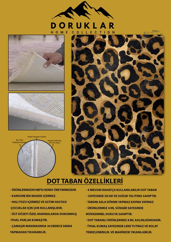 Kaymaz Taban Yıkanabilir Dijital Baskı Dekoratif Modern Desenli Marry Serisi Dot Taban Halı MRY13