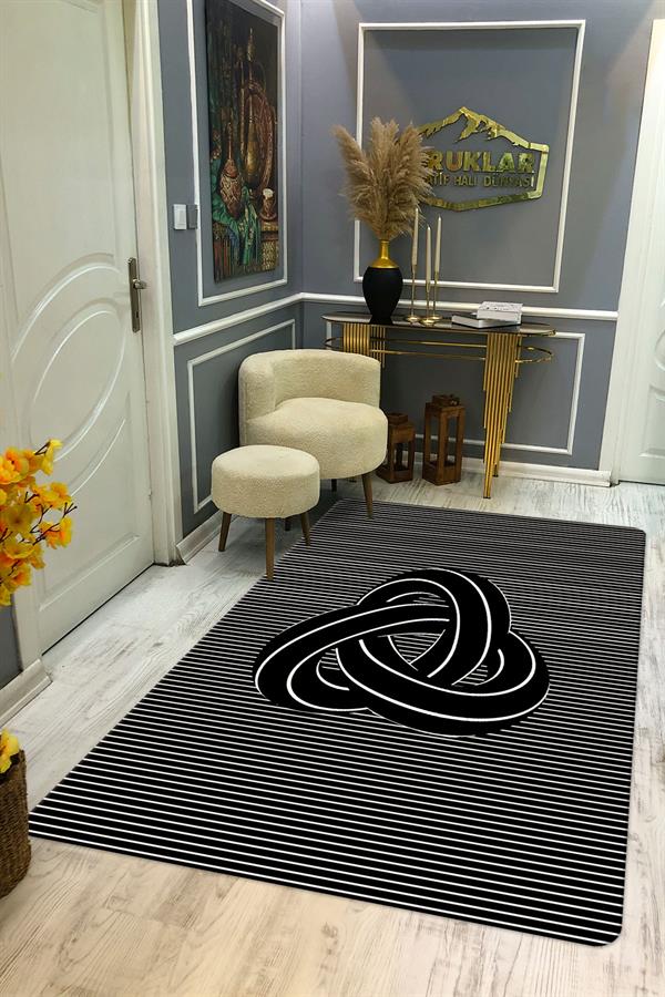 Kaymaz Taban Yıkanabilir Dijital Baskı Dekoratif Modern Desenli Dot Taban Halı Nes V2 Serisi NES038
