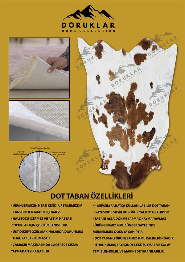 Kaymaz Taban Yıkanabilir Dijital Baskı Dekoratif Modern Desenli Elegance Serisi Lazer Kesim Dot Taban Halı ELG49