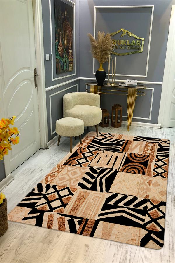 Kaymaz Taban Yıkanabilir Dijital Baskı Dekoratif Modern Desenli Marry Serisi Dot Taban Halı MRY04