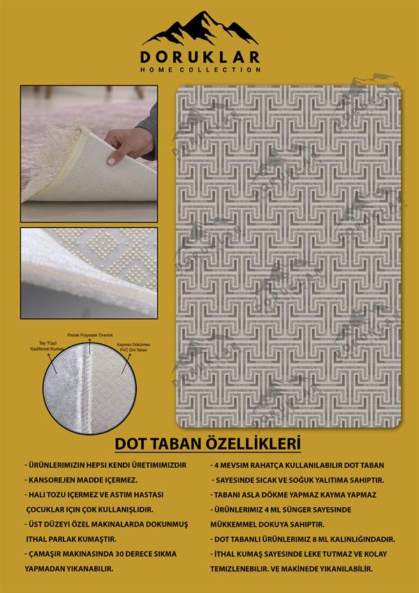 Kaymaz Taban Yıkanabilir Dijital Baskı Dekoratif Modern Desenli Dot Taban Halı Nova Serisi NV47