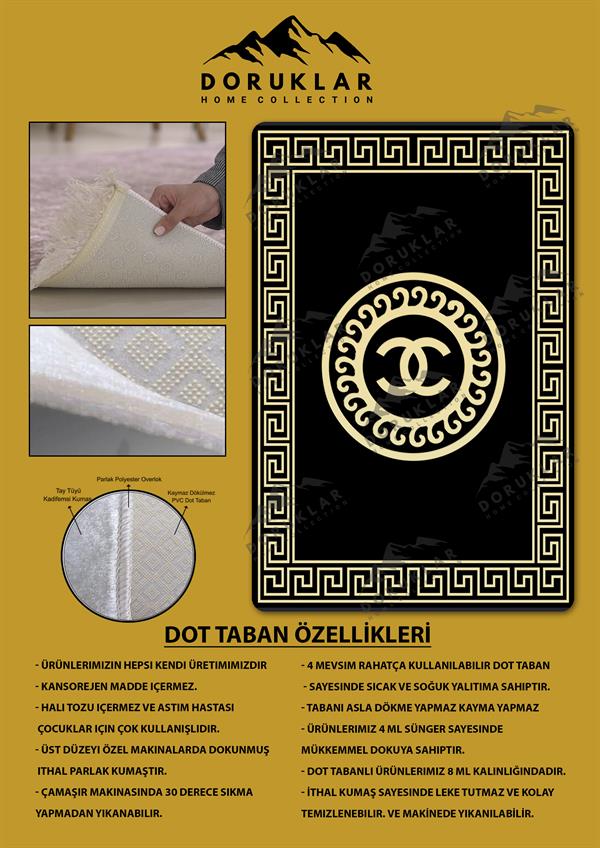 Kaymaz Taban Yıkanabilir Dijital Baskı Dekoratif Modern Desenli Dot Taban Halı Nova Serisi NV50