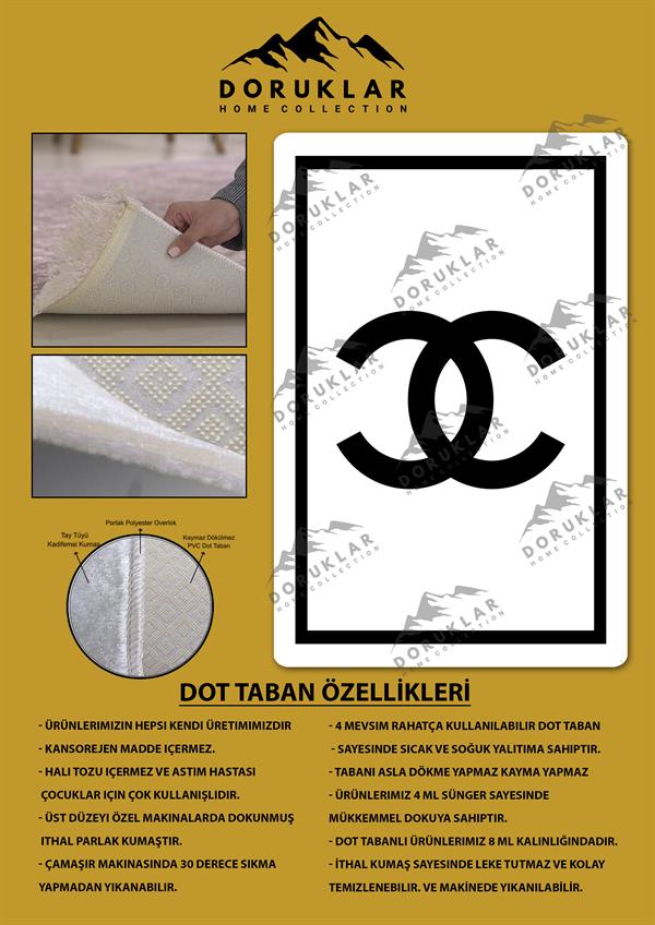 Kaymaz Taban Yıkanabilir Dijital Baskı Dekoratif Modern Desenli Lux Serisi Dot Taban Halı L06