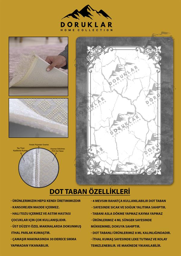 Kaymaz Taban Yıkanabilir Dijital Baskı Dekoratif Modern Desenli Dot Taban Halı Nova Serisi NV71