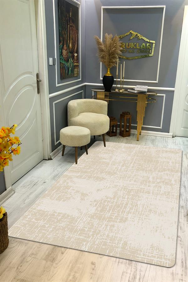 Kaymaz Taban Yıkanabilir Dijital Baskı Eskitme Desenli Salon Halısı