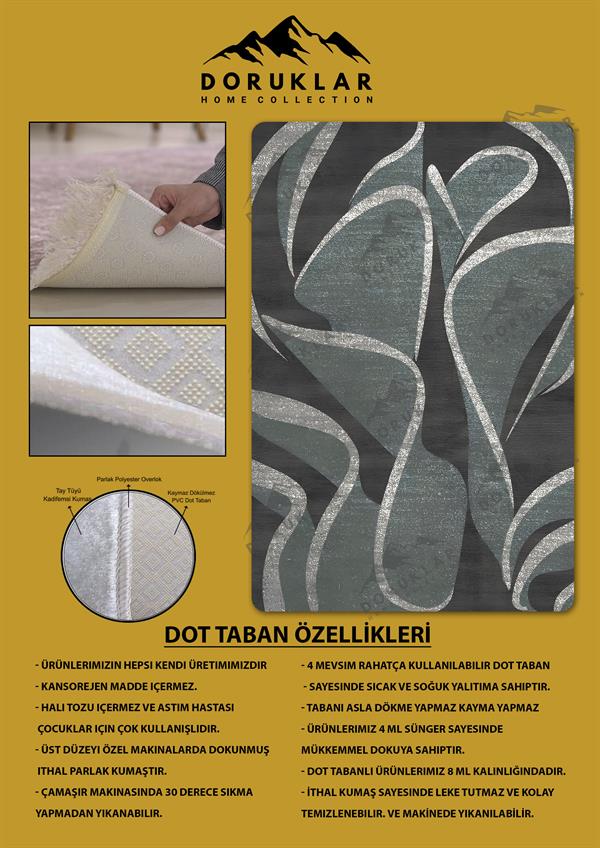 Kaymaz Taban Yıkanabilir Dijital Baskı Dekoratif Modern Desenli Dot Taban Halı Nes V2 Serisi NES004