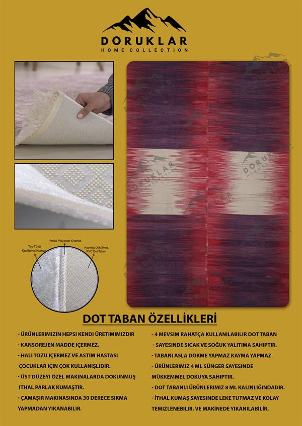 Kaymaz Taban Yıkanabilir Dijital Baskı Dekoratif Modern Desenli NesV2 Serisi Dot Taban Halı N2S11