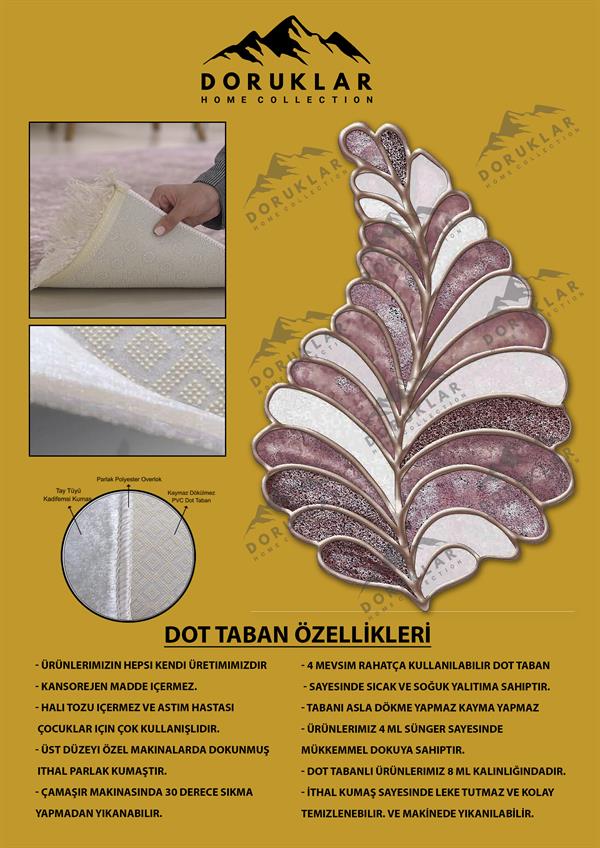 Kaymaz Taban Yıkanabilir Dijital Baskı Dekoratif Modern Desenli Elegance Serisi Lazer Kesim Dot Taban Halı ELG26