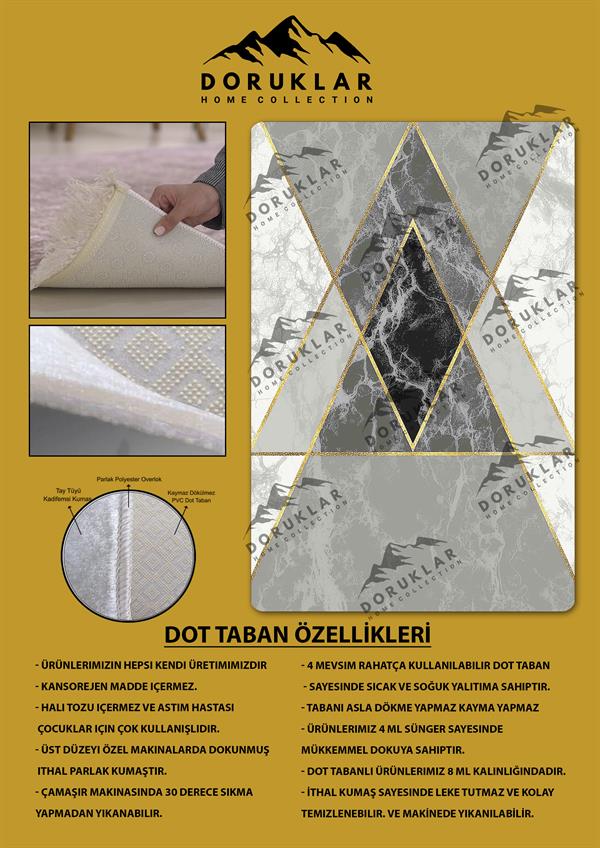 Kaymaz Taban Yıkanabilir Dijital Baskı Mermer Desenli Halı