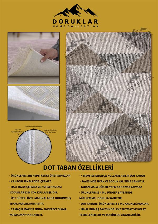 Kaymaz Taban Yıkanabilir Dijital Baskı  Geoemtrik Desenli Halı
